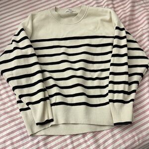 Uniqlo Black and Cream Striped Sweater